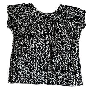 Susan Lawrence Black & White Abstract Print Blouse